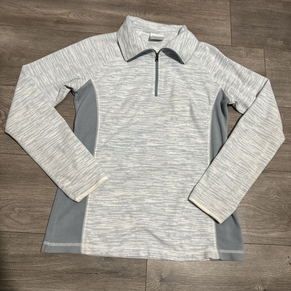 Columbia Sweater Womens Medium Blue Gray Quarter Zip Pullover Ladies Casual